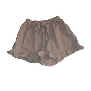 Tan Ruffle Hem Shorts